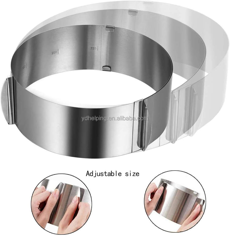 Stainless Steel 6 to12 Inch Adjustable Cake Mousse Mould Baking Cake Decor Mold Ring