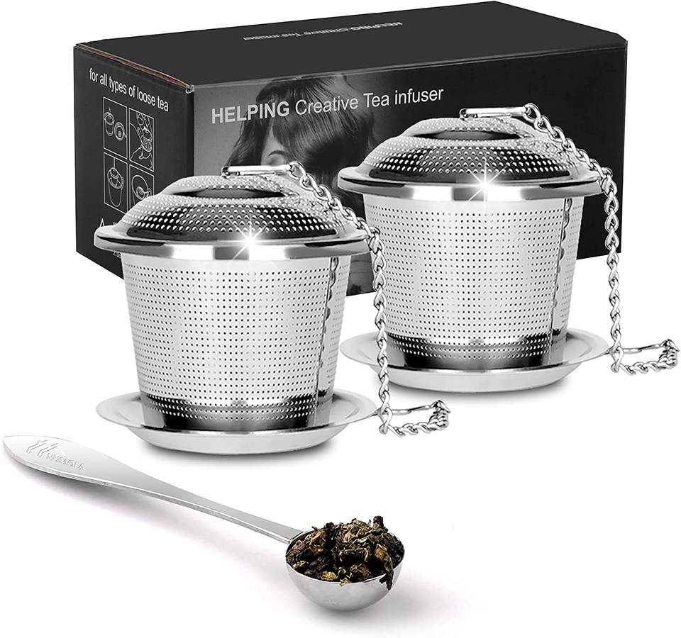 Stainless Steel Tea Balls Loose Leaf Tea Infuser Set Fine Mesh Sieve Tea Strainers with Spoon