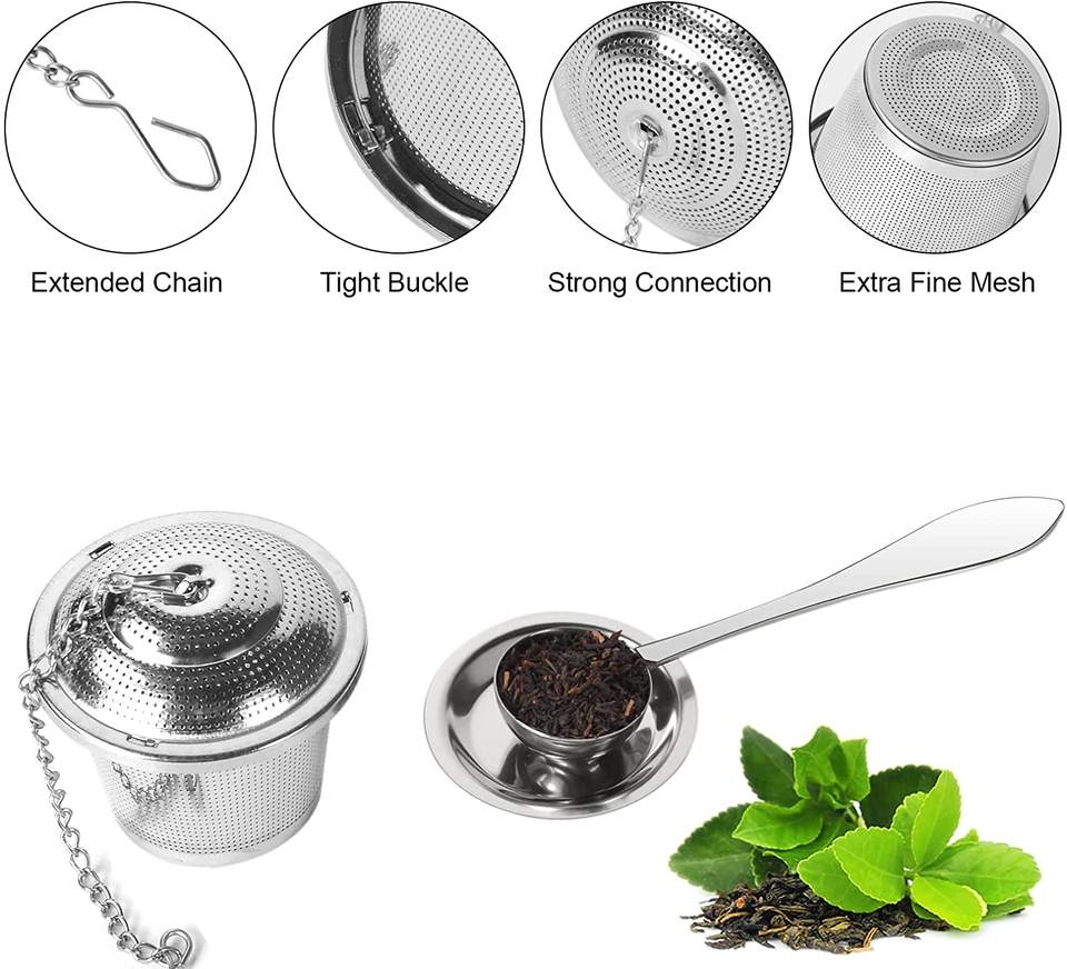 Stainless Steel Tea Balls Loose Leaf Tea Infuser Set Fine Mesh Sieve Tea Strainers with Spoon