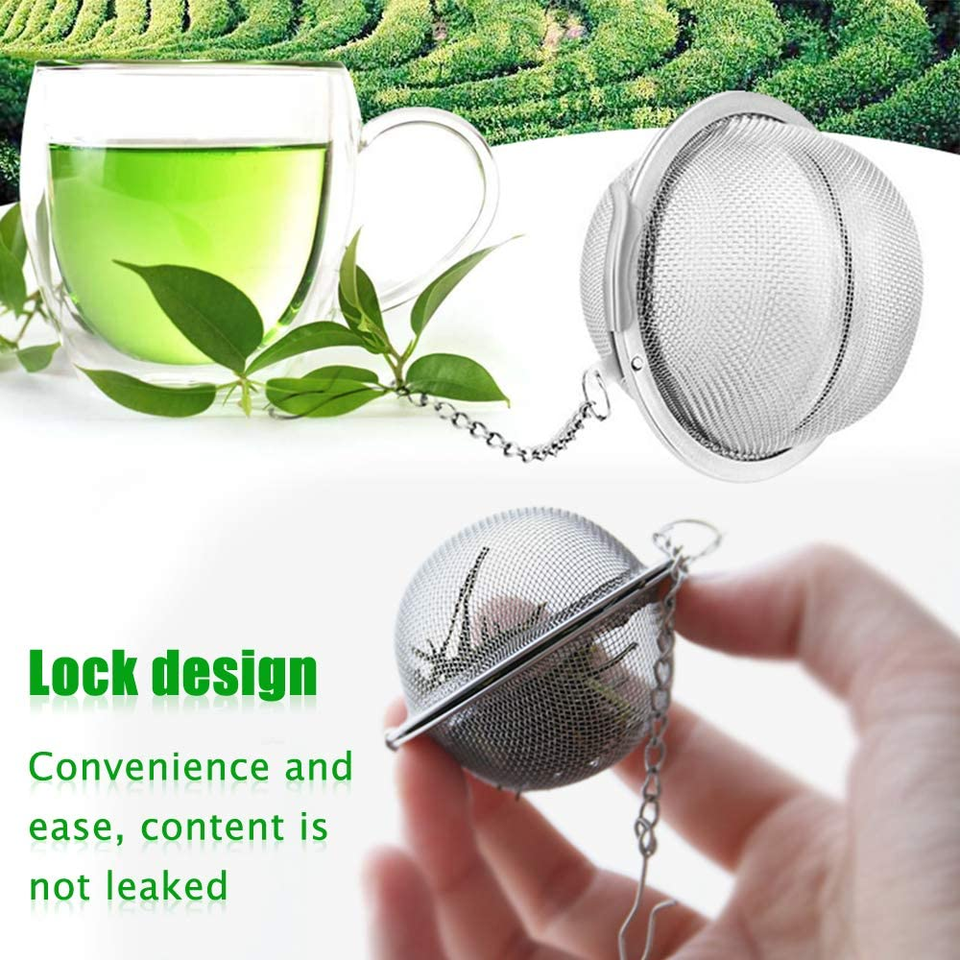 Factory price stainless steel mesh tea ball 4.5cm tea infuser with chain in rose gold color