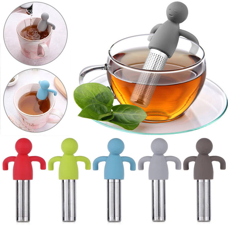 Little Man Shape Silicone Tea Strainer Tea Infuser Filter Tea Cup Decoration Kitchen Accessories&Tools