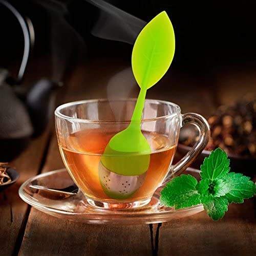 Set of 4 Silicone Handle Stainless Steel Strainer Drip Tray Included - Loose Tea Steeper - Best Tea Infuser