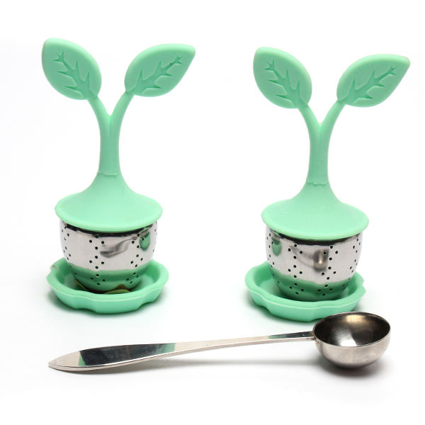 hot sell leaf shaped Tea Filters Tea Scoop with Bag Clip Tea Strainers