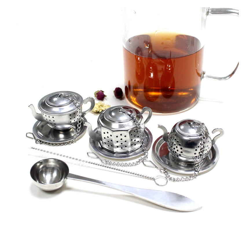 Loose Leaf Tea Infuser Including Tea Scoop and Drip Trays - Best Premium Stainless Steel Strainer & Steeper! Mini TeaPot