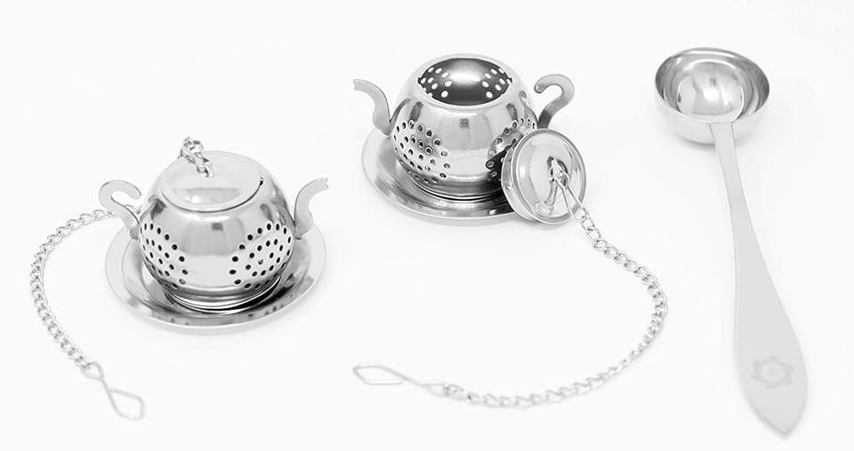 Loose Leaf Tea Infuser Including Tea Scoop and Drip Trays - Best Premium Stainless Steel Strainer & Steeper! Mini TeaPot