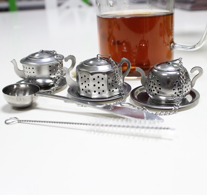 Loose Leaf Tea Infuser Including Tea Scoop and Drip Trays - Best Premium Stainless Steel Strainer & Steeper! Mini TeaPot