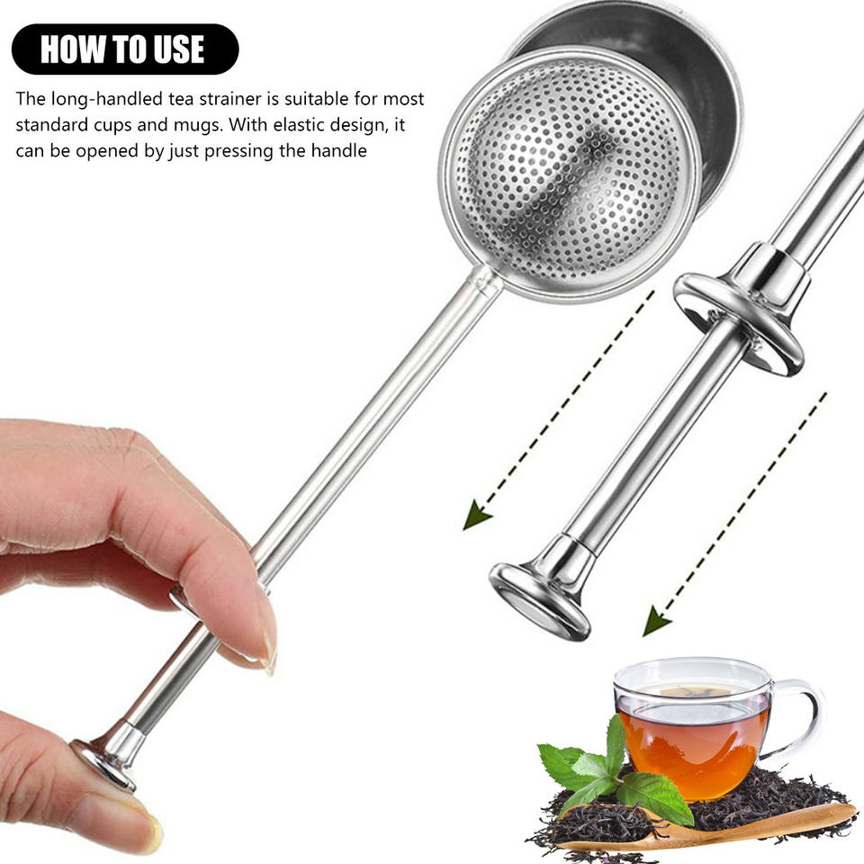Mesh Tea Strainer Infuser Tea Bag Filter Loose Leaf Tea Strainer Mug Teapot Teaware Filter Stainless Steel Reusable Metal Silver