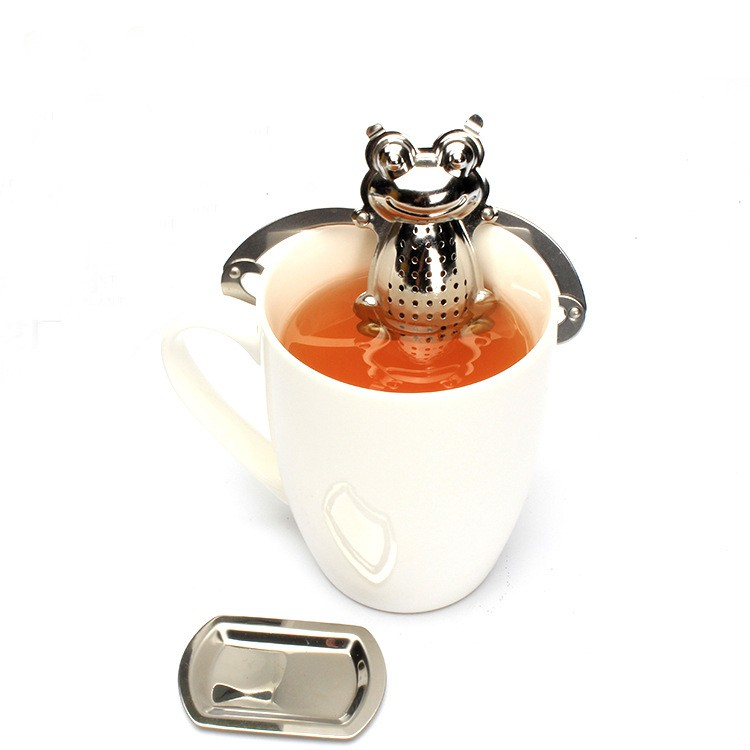 Promotional Stainless Steel Frog Shape Tea Infuser Lovely Animal deeper herbal tea strainer for single cup of tea