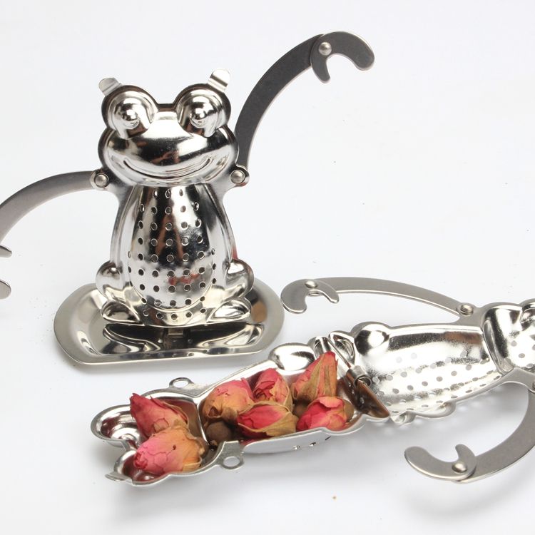 Promotional Stainless Steel Frog Shape Tea Infuser Lovely Animal deeper herbal tea strainer for single cup of tea