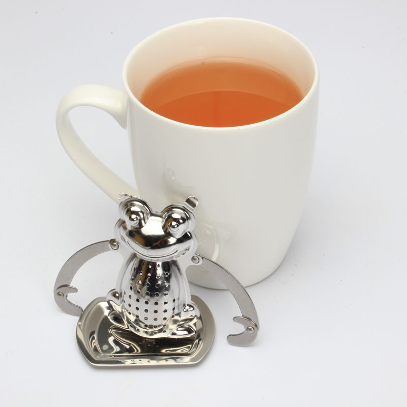 Promotional Stainless Steel Frog Shape Tea Infuser Lovely Animal deeper herbal tea strainer for single cup of tea