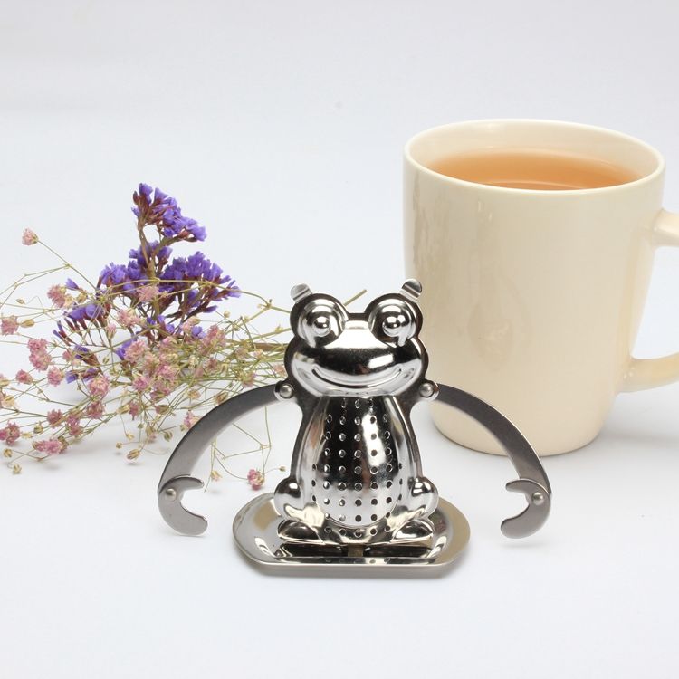 Promotional Stainless Steel Frog Shape Tea Infuser Lovely Animal deeper herbal tea strainer for single cup of tea