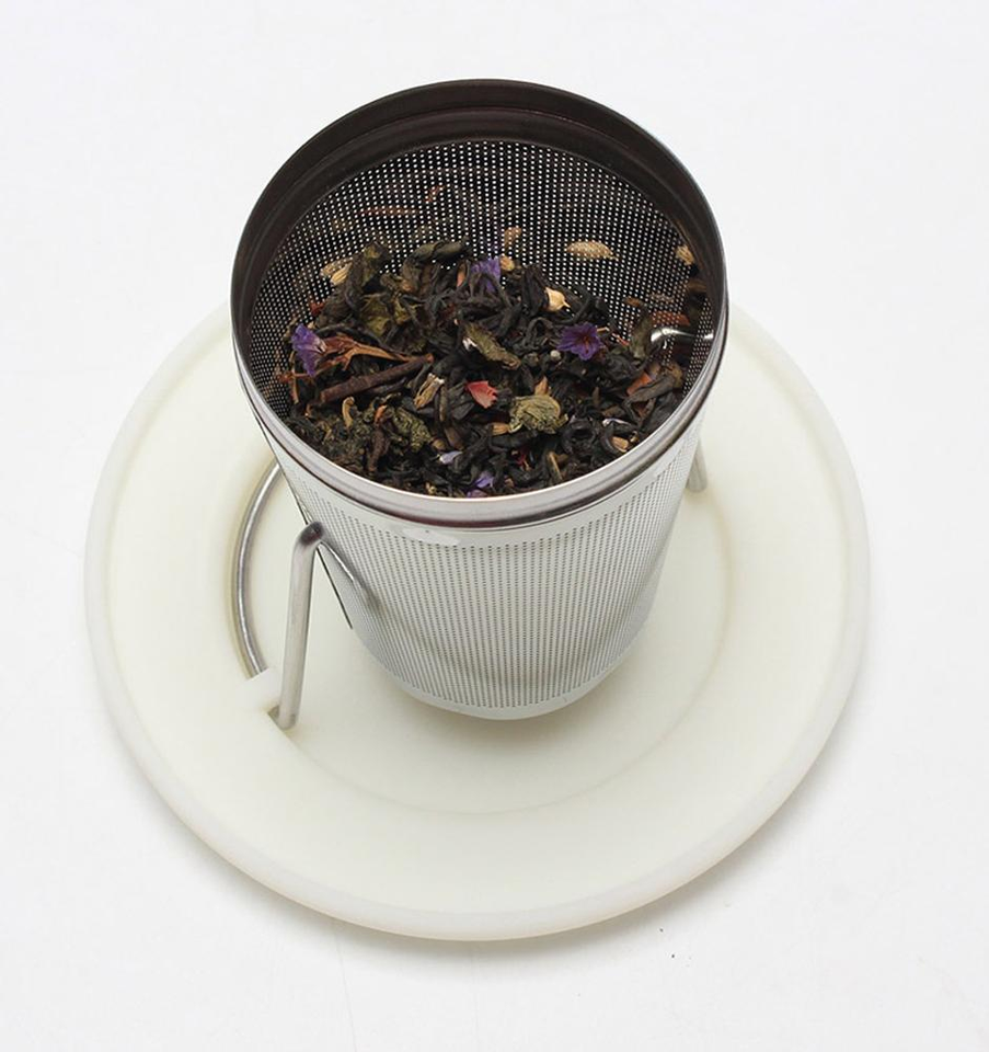 Latest Design Metal Tea Brewer Tea Filter Stainless Steel Tea Strainer Infuser with Revolve Coaster