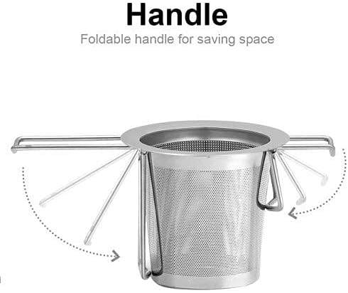 Extra Fine Tea Infuser Stainless Steel Tea Strainer Filter Tea Steeper Diffuser with Long Folding Handles