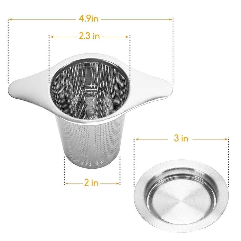 Stainless Steel Extra Fine Mesh Tea Infuser Steeper Strainer with Lid and Handle for Loose Leaf Grain Tea Cups Teapot Mugs