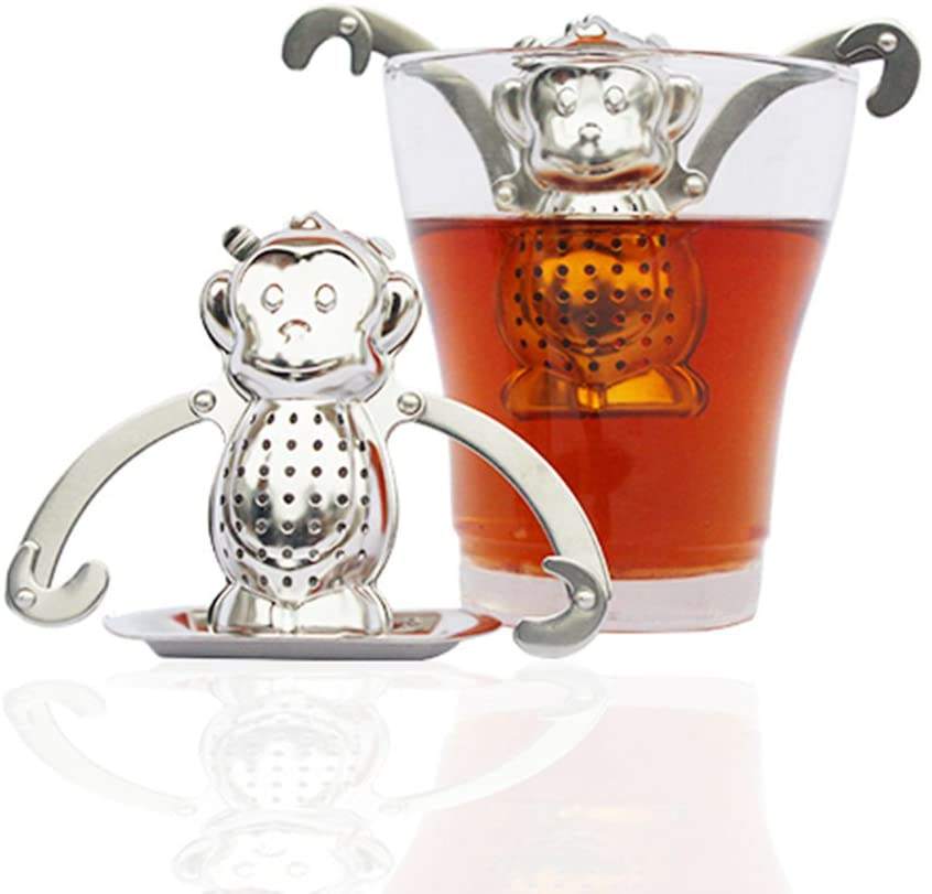 Easy to Use Stainless Steel Tea Strainer Cute Monkey Loose Tea Leaf Infuser Tea Diffuser
