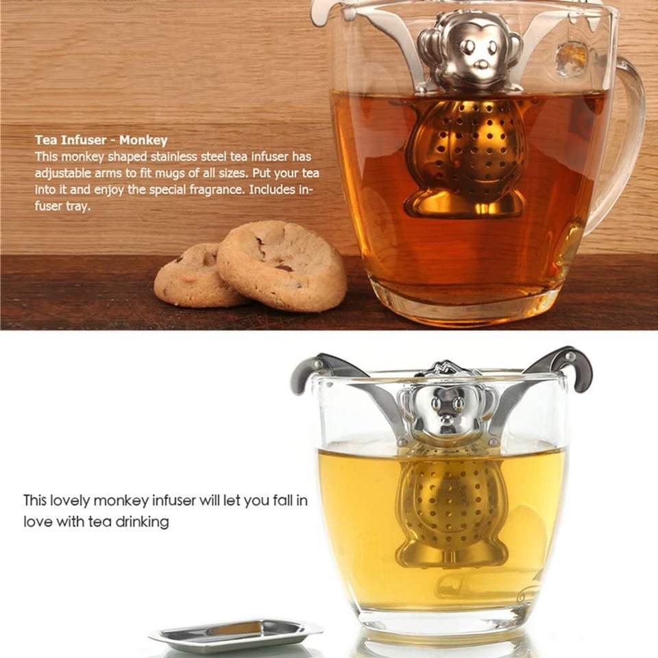 Easy to Use Stainless Steel Tea Strainer Cute Monkey Loose Tea Leaf Infuser Tea Diffuser