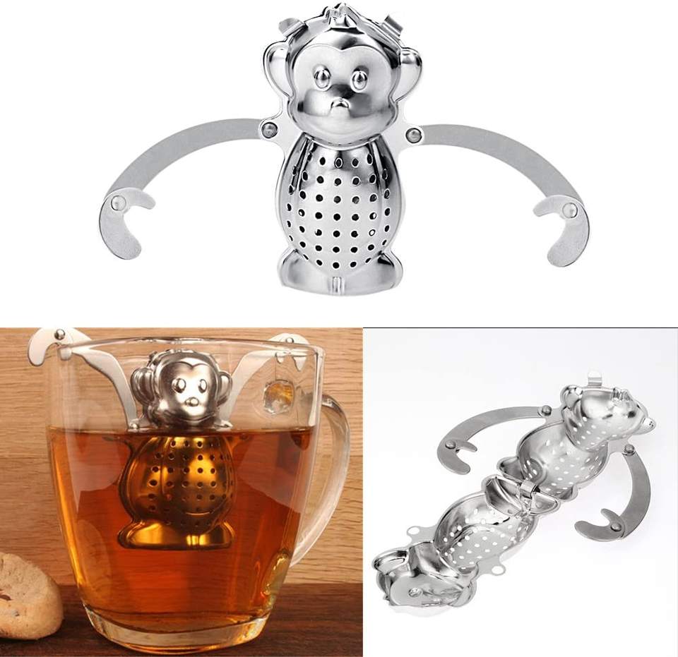 Easy to Use Stainless Steel Tea Strainer Cute Monkey Loose Tea Leaf Infuser Tea Diffuser