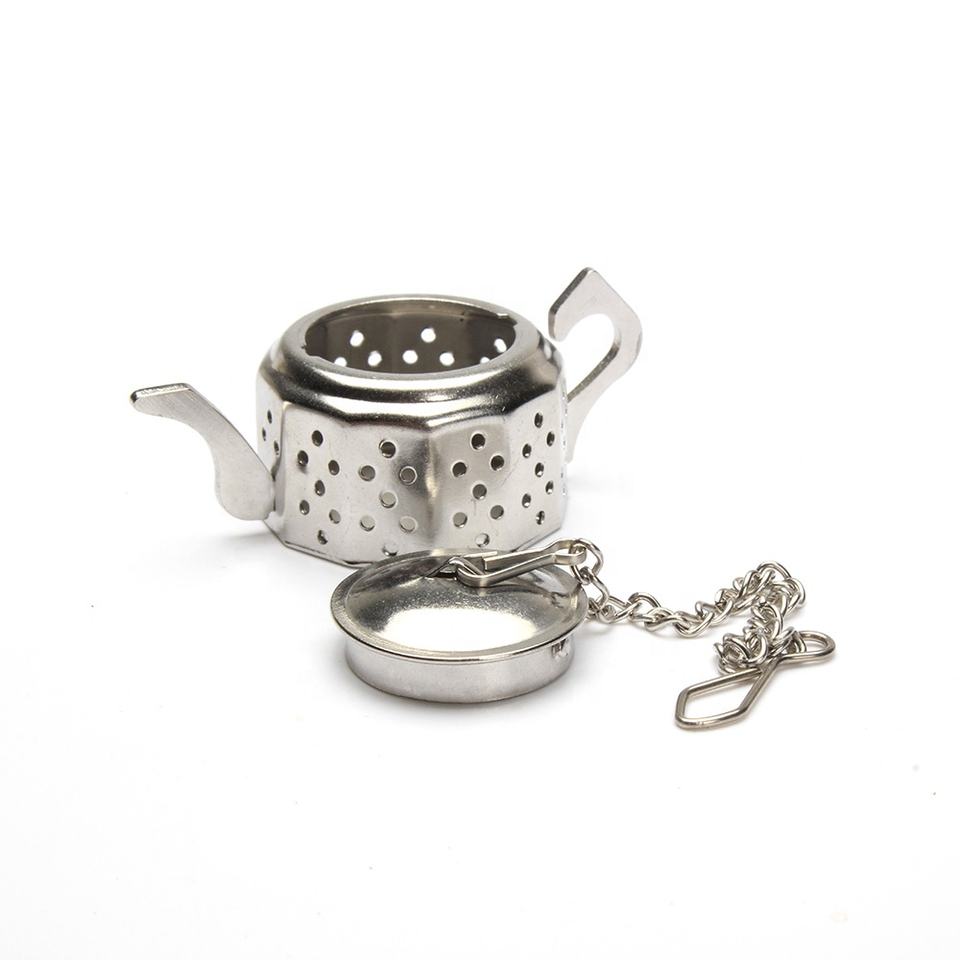 Hot Selling Teapot Shape Stainless steel Tea Infuser Strainer with Chain Holder