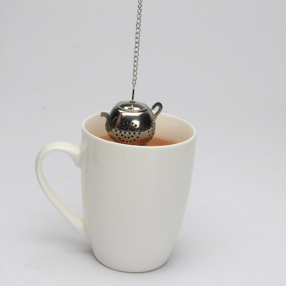 Titanium Gold Color Round Teapot Shape Loose Leaf Tea Ball Sieve Strainer for Tea Coffee Wine Tea Infuser