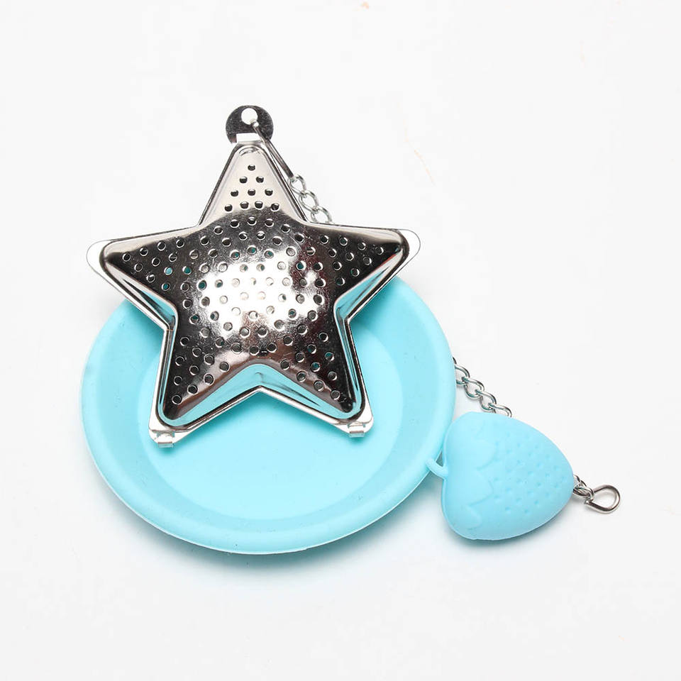 Food Grade Little Star Shape Herbal Tea Leaf Infuser Filter with Custom Silicone Tray