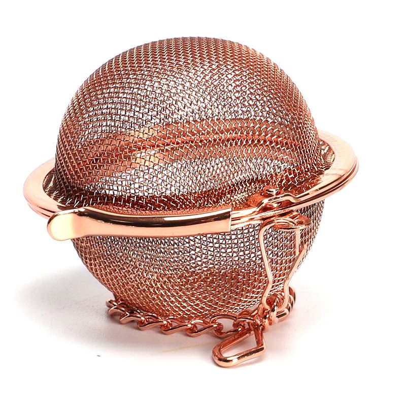 High quality 8.5cm tea ball infuser in Rose gold color with chain Yangjiang Helping tea infuser