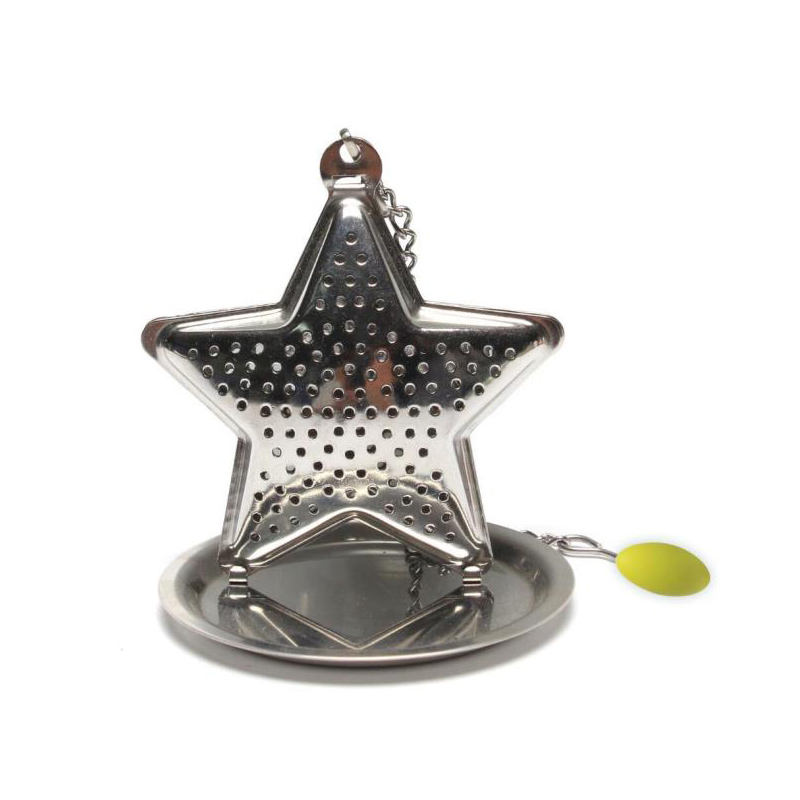 Best Extra Fine Holes Star Shape Green Herbal Tea Leaf Infuser Filter stainless steel tea infuser