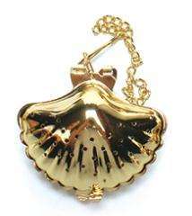 Easy Use Steeping Tea Gold Plating Seashell Shape Stainless Steel Tea Infuser with Chain