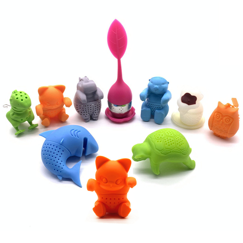 Pink elephant animal shape silicone tea egg strainer infuser ball with BPA free