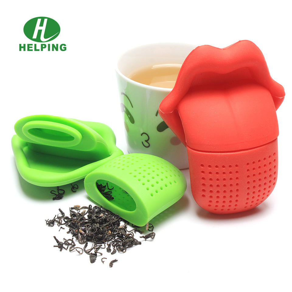 Tea Strainer Creative Funny Big Tongue Shape Safety Food Grade Silicone Polybag Red Tea Infusers
