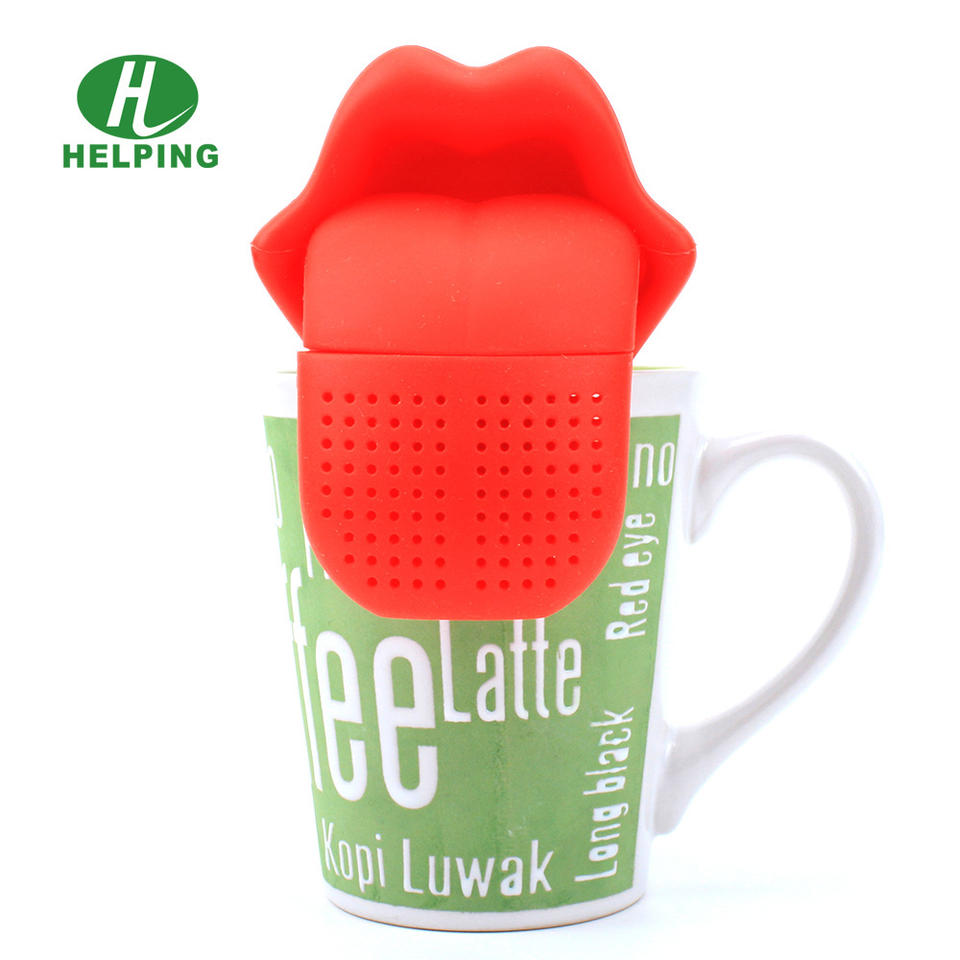 Tea Strainer Creative Funny Big Tongue Shape Safety Food Grade Silicone Polybag Red Tea Infusers