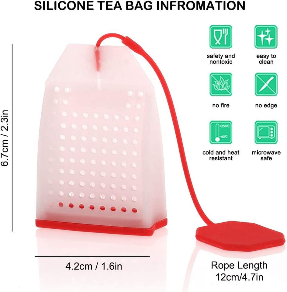 Reusable Food Safe Silicone Tea Infuser Fine Hole Loose Leaf Tea Bags Strainer Filter