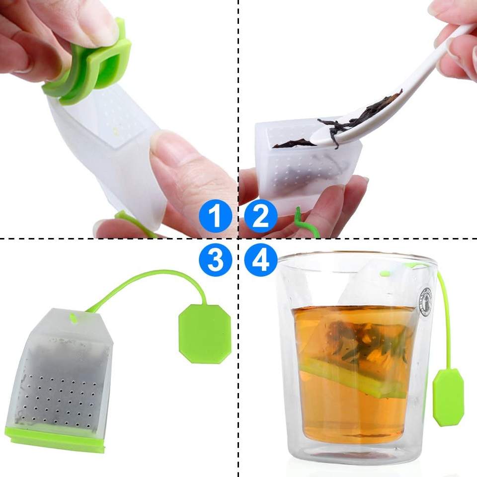 Reusable Food Safe Silicone Tea Infuser Fine Hole Loose Leaf Tea Bags Strainer Filter