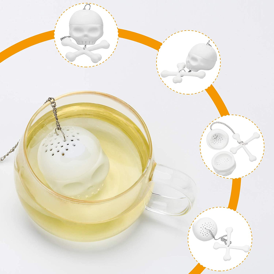 Bones Skull Tea Infuser Loose Leaf Herbal Tea Filter Tea Strainer Diffuser