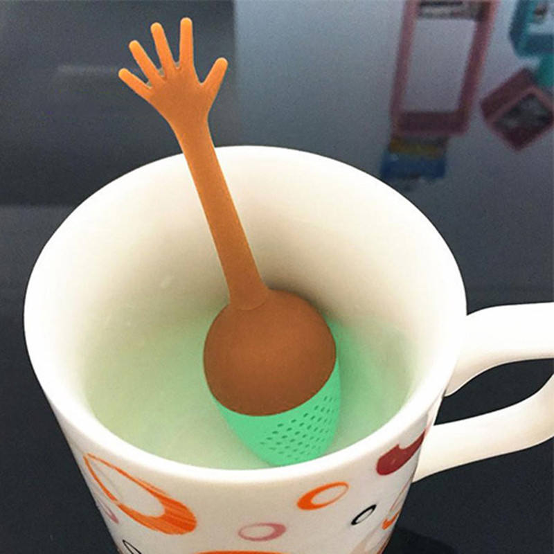 Silicone Loose Leaf Herbal Spice Holder Tea Brewing Tools Funny Hand Gestures Tea Infuser Black Tea Strainer Kitchen Accessories