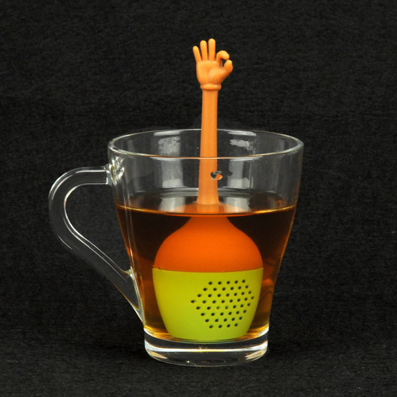 Silicone Loose Leaf Herbal Spice Holder Tea Brewing Tools Funny Hand Gestures Tea Infuser Black Tea Strainer Kitchen Accessories