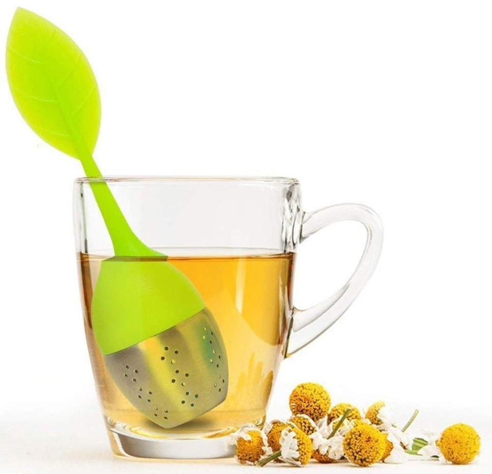 Leaf Shape Silicone Stainless Steel Tea Infuser Strainer With Tray