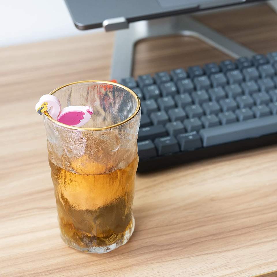 Flamingo Tea Filter Cute Long Silicone Handle Tea Steeper