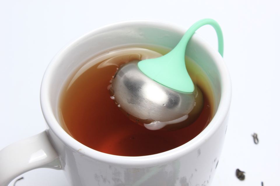 Newest Design Creative Flat Spherical Stainless Steel & Silicone Tea Strainer