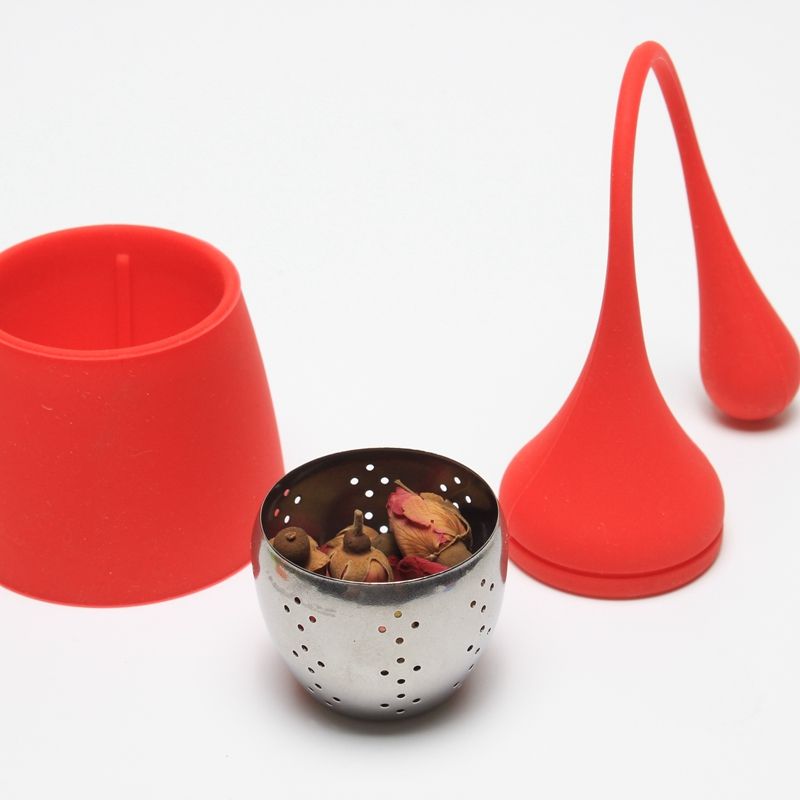 Teardrop-shaped Silicone Handle Tea Infuser 304 Stainless Steel Tea Strainer