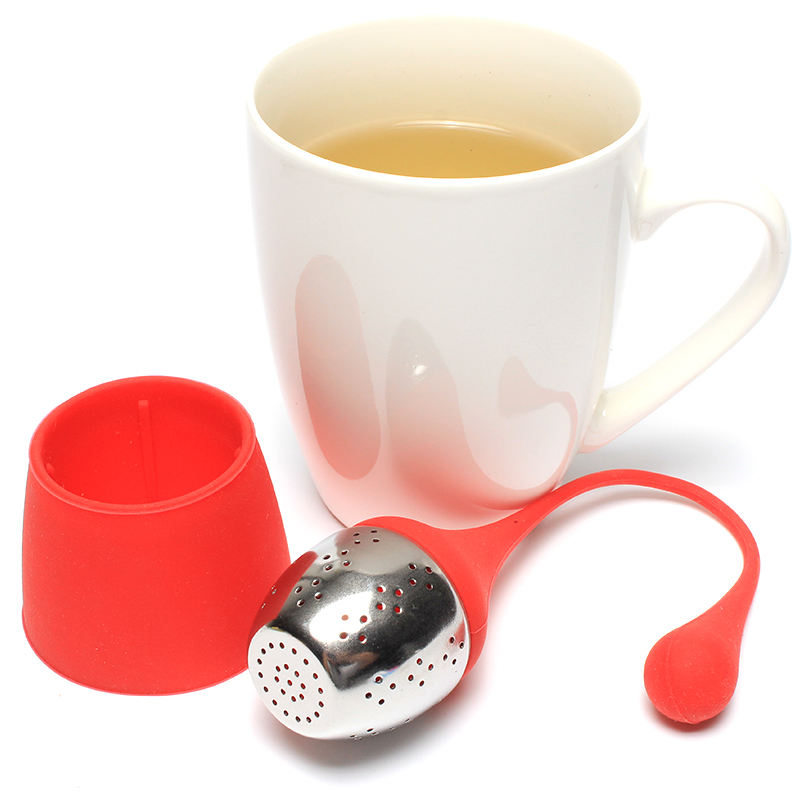 Teardrop-shaped Silicone Handle Tea Infuser 304 Stainless Steel Tea Strainer