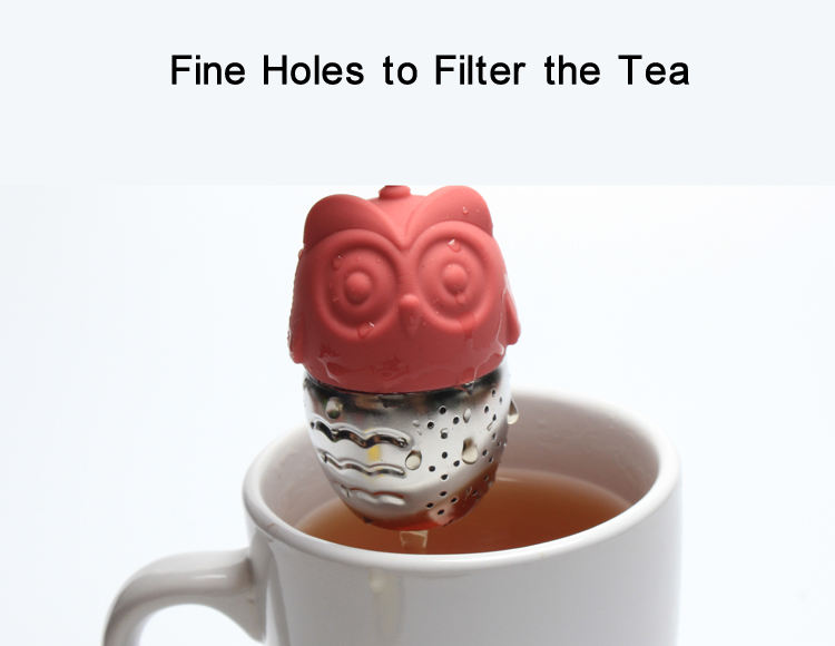 Silicone Animal Owl Shape Handle Loose Tea Strainer