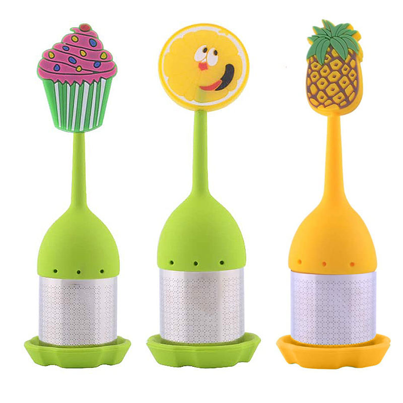 Fun Tea Infuser with Tray,Silicone Long Handle Loose Tea Infuser/Ball for Green Tea Flower