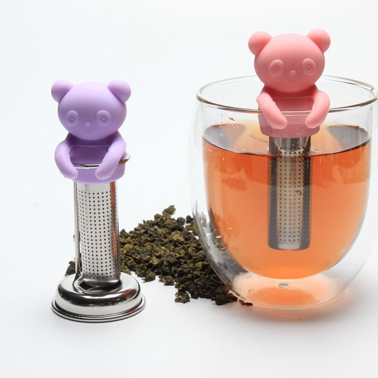New arrival silicone bear shape Tea Infuser Stainless Steel stick strainer gift