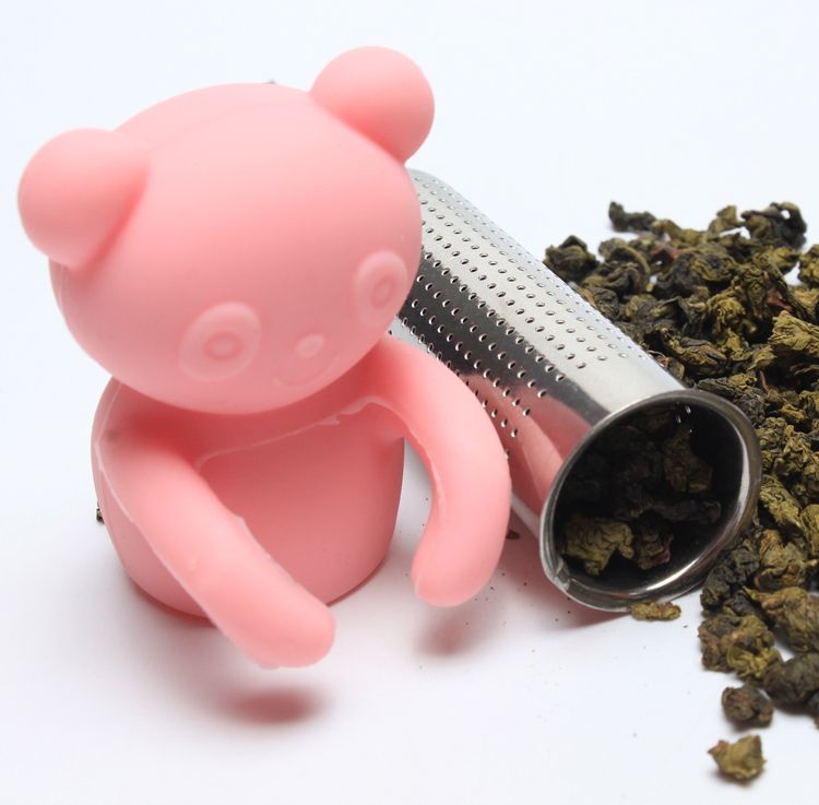 New arrival silicone bear shape Tea Infuser Stainless Steel stick strainer gift