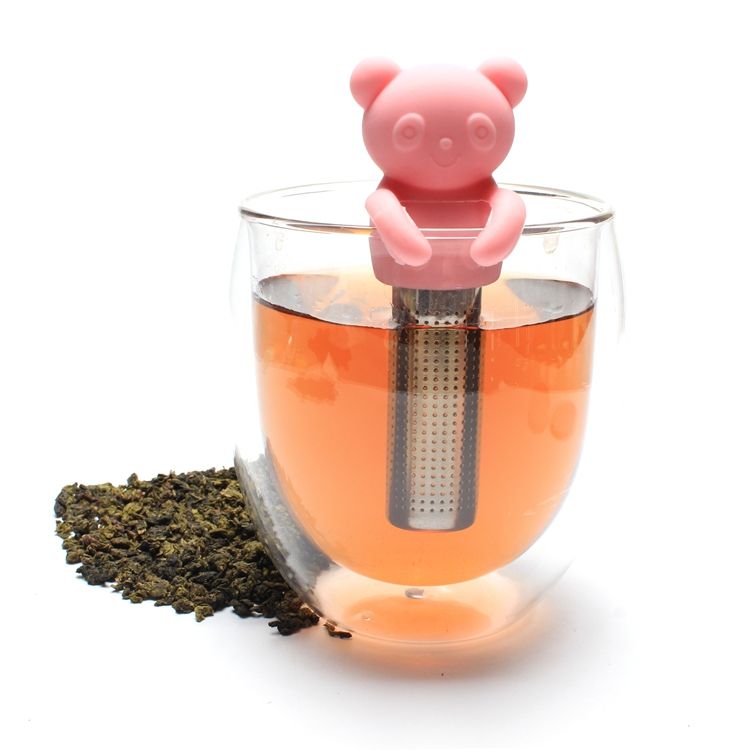 New arrival silicone bear shape Tea Infuser Stainless Steel stick strainer gift