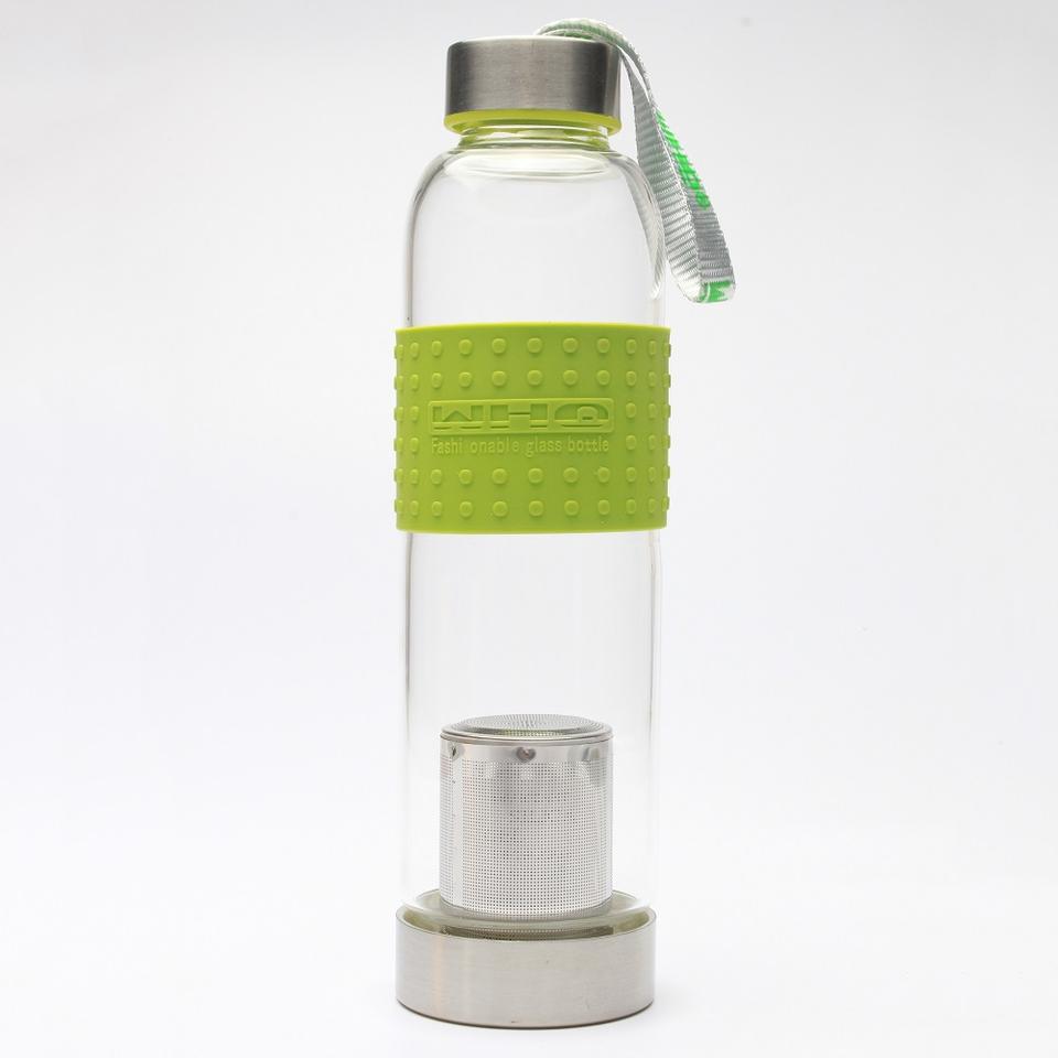 Drinking Glass Water Bottle Glass with S/S Tea Infuser Hot Selling Borosilicate BPA Free Multi-colors Customized Logo Outdoor