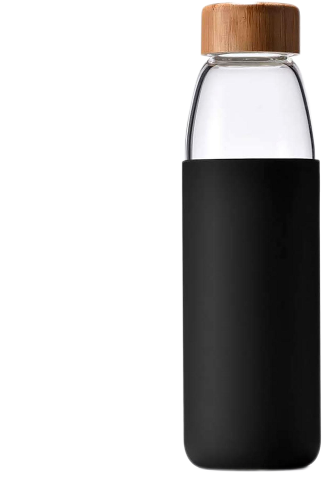 Borosilicate Glass Water Bottles with Bamboo Lid, BPA-FREE, Non-Slip Silicone Sleeve water bottle for men and women