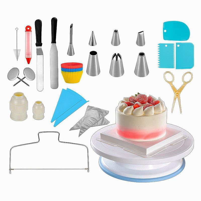 Hot sale Cake Decorating Kit with 61 pcs Baking Set Turntable Cake Stand Bake Kit Piping Sets with Icing Tips for cake/cookies