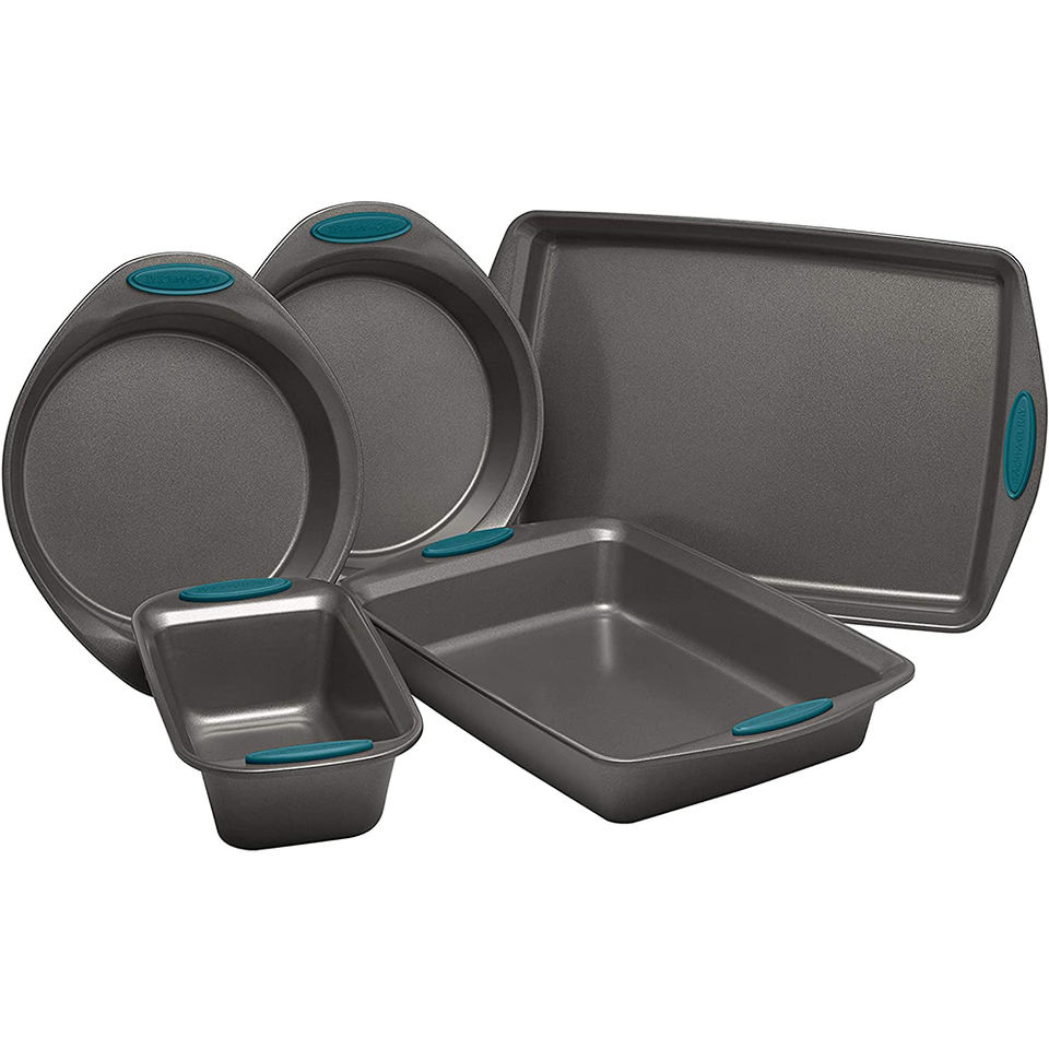 Nonstick Bakeware Set with Grips includes Nonstick Baking Pans, Baking Sheet and Nonstick Bread Pan - 5 Piece