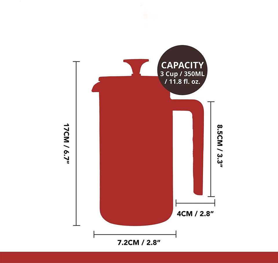 Heat-Resistant Glass and Stainless Steel with Easy-Grip Plunger, French Press Coffee Maker for Loose Tea and Ground Coffee